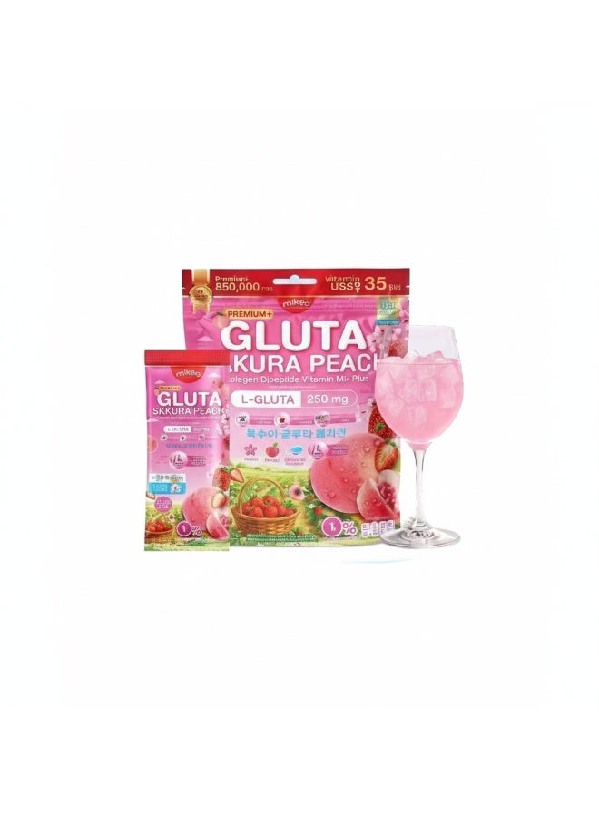 Mikeo Gluta Sakura Peach Instant Drink | Collagen Dipeptide Vitamin Mix | Sugar Free | Daily Nutrition Powder - Image 1